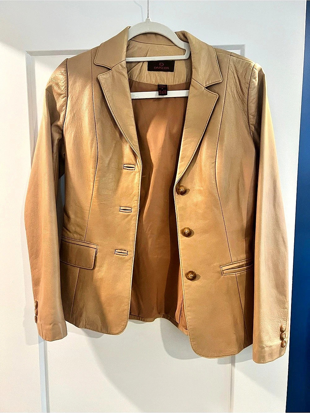 Danier Leather Blazer Jacket in Brown Size P